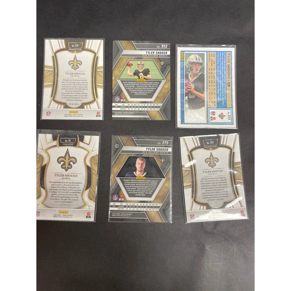 Tyler Shough New Orleans Saints ROOKIE Card Lot 6ct Panini Select Mosaic Optic